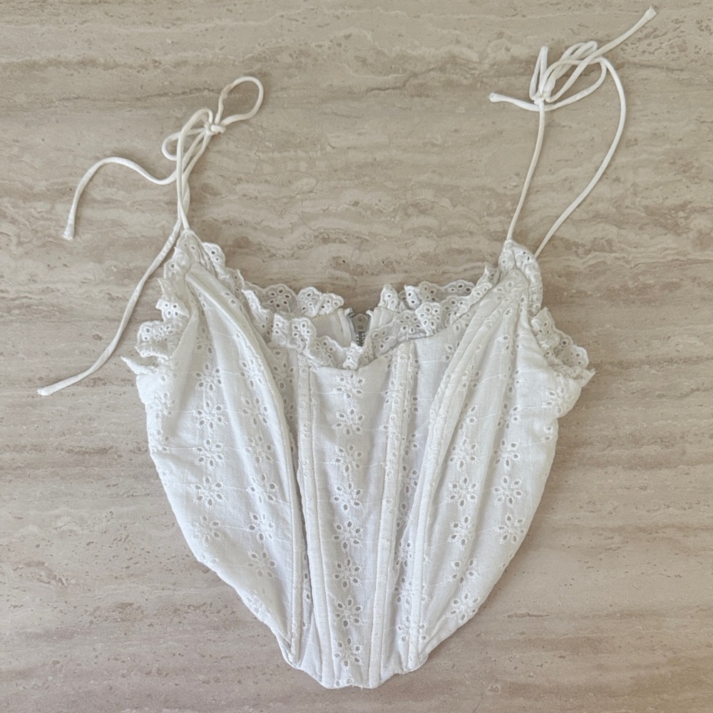 Princess Polly White Eyelet Crop Top